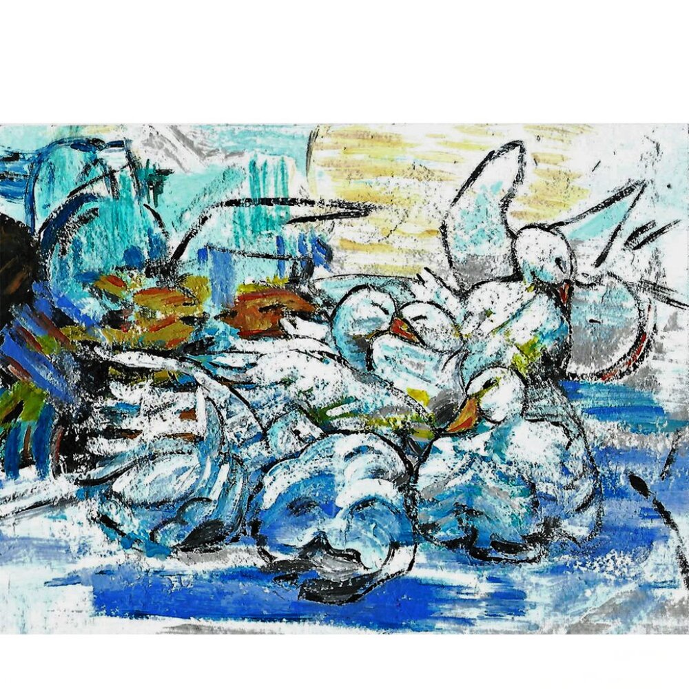Original Ducks on Watercolor Paper Art Decor